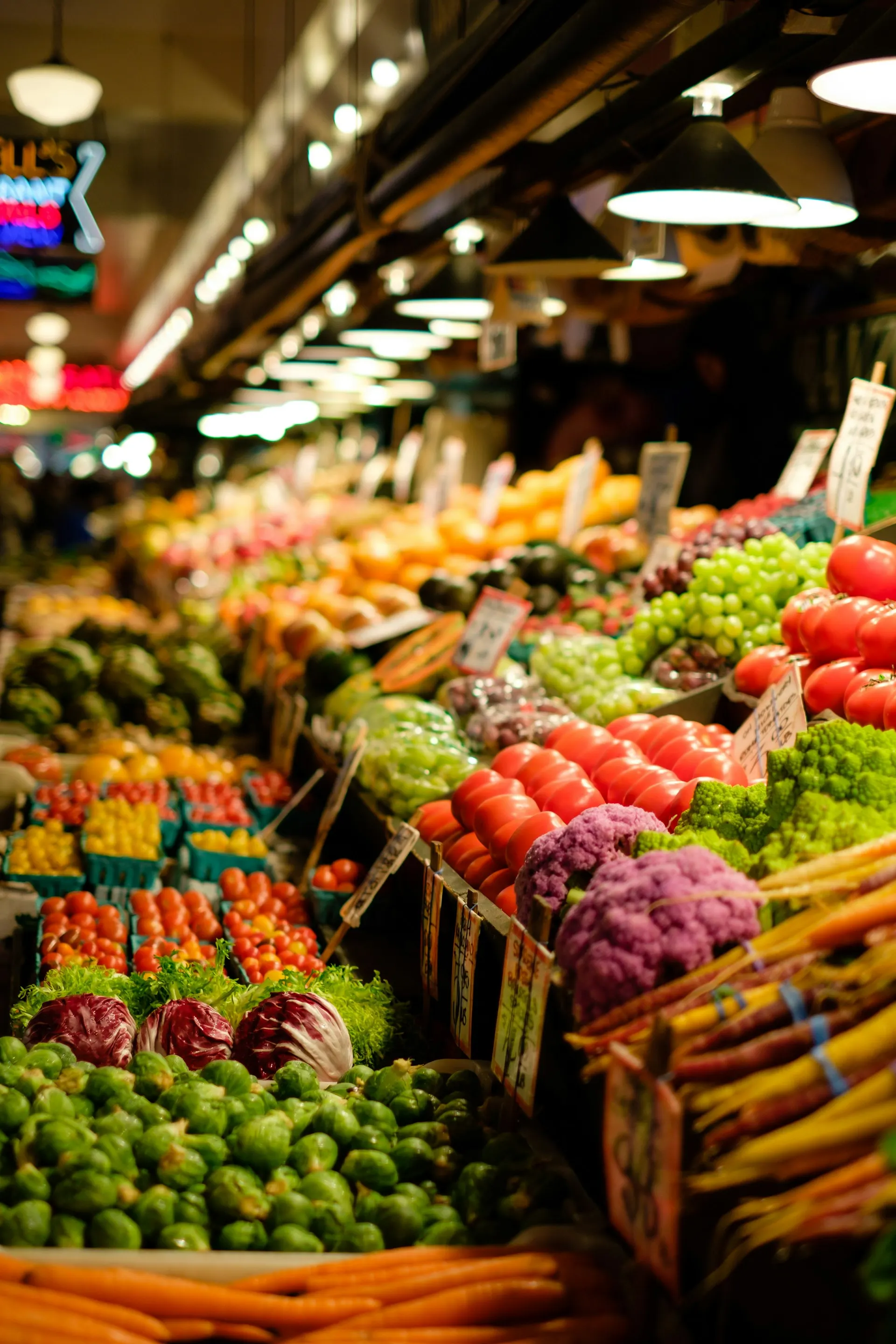 Pasillo de frutas y verduras del Mercado Central